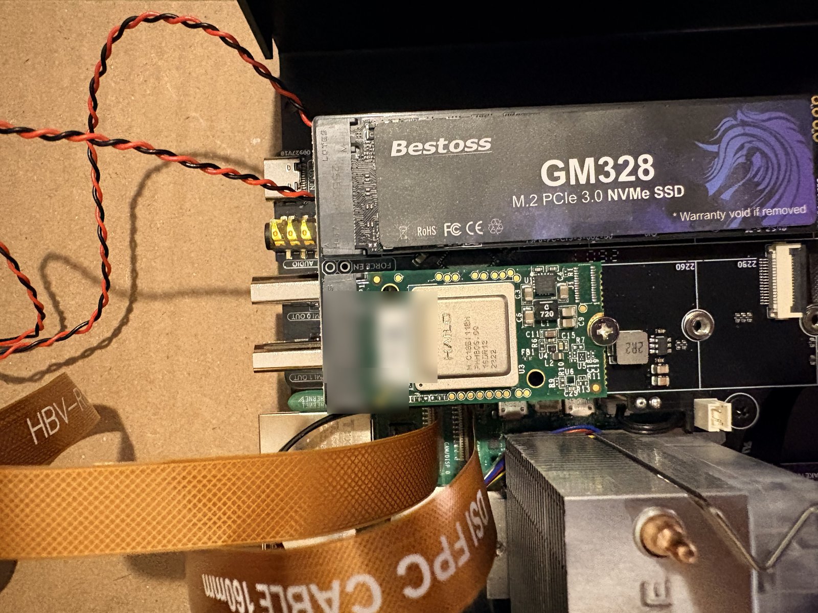 Hailo-8 close up with Bestoss 1TB NVMe SSD